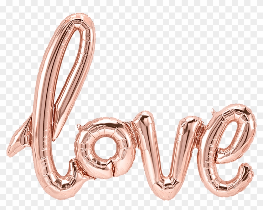 Love Script Rose Gold Banner Balloon - Balloon Clipart