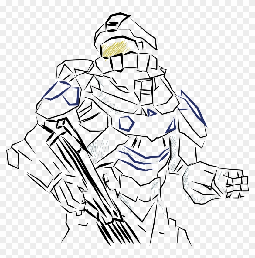 Spartan Locke And Master Chief Go Head To Head - Master Chief Drawing Clipart #342070