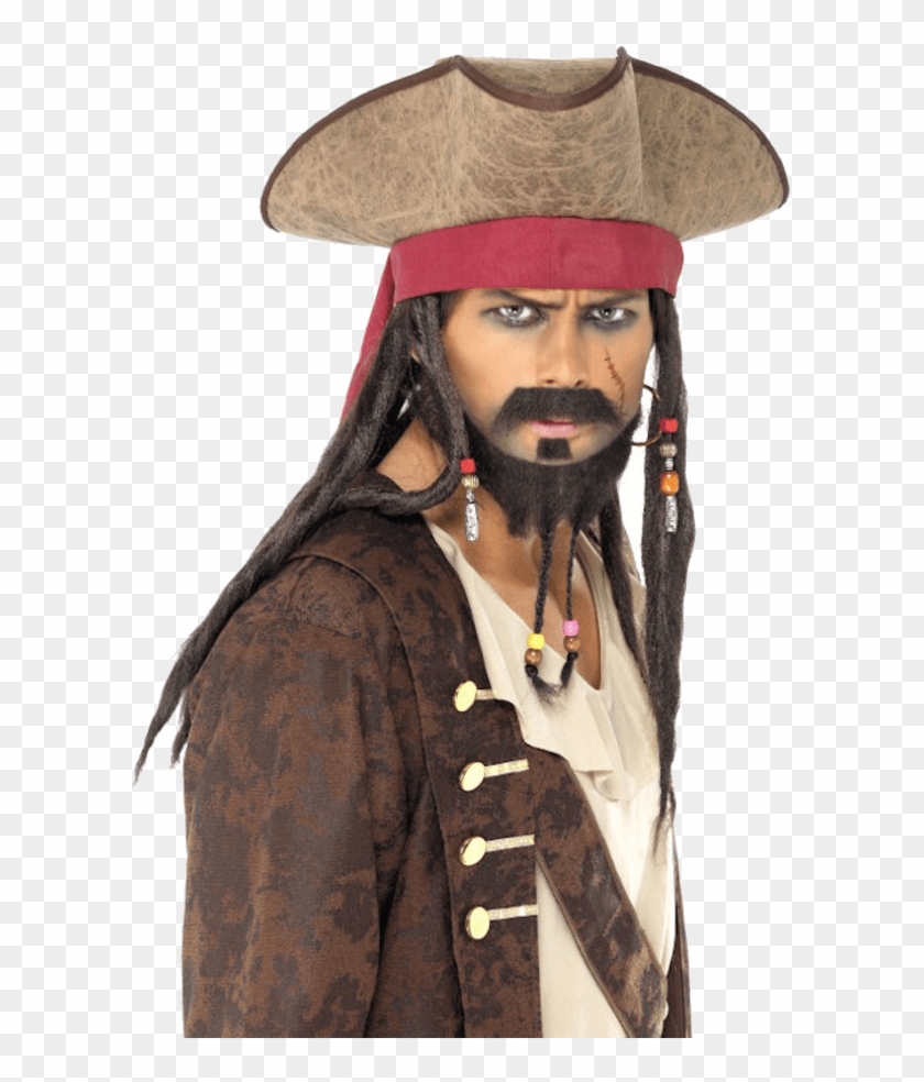 Adult Pirate Hat With Hair - Pirate Moustache Clipart