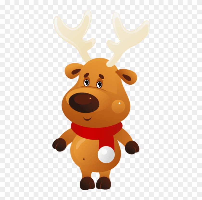 Free Png Cute Christmas Reindeer With Red Scarf Png - Reindeer Clip Art Png Transparent Png #342570