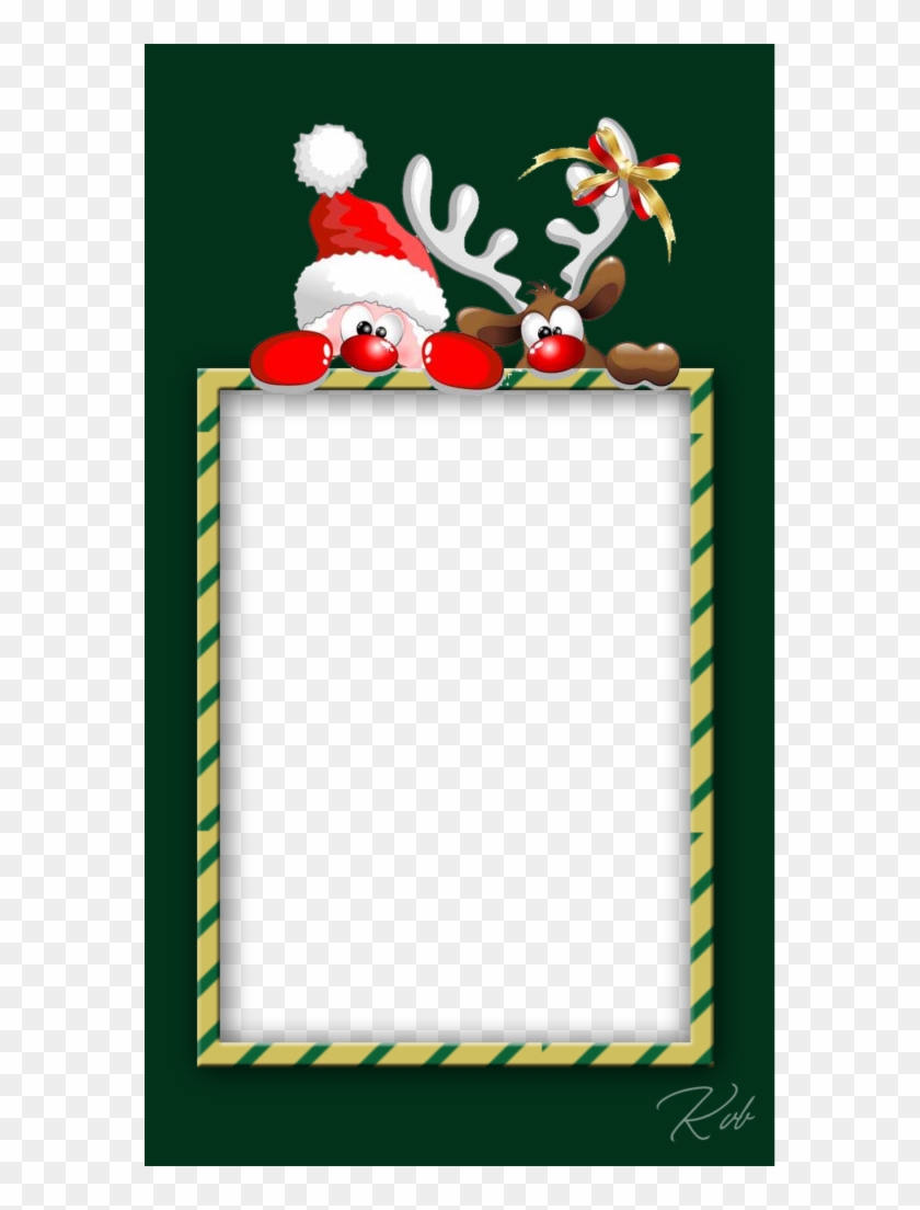 Christmas Frame With Santa And Reindeer - Picture Frame Clipart