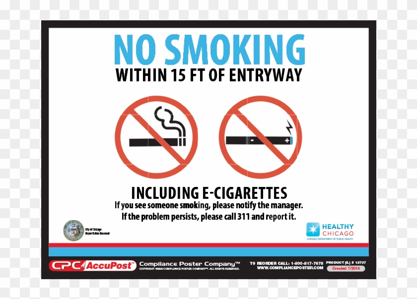 Chicago No Smoking Poster - No Smoking E Cigarettes City Of Chicago Clipart #346027