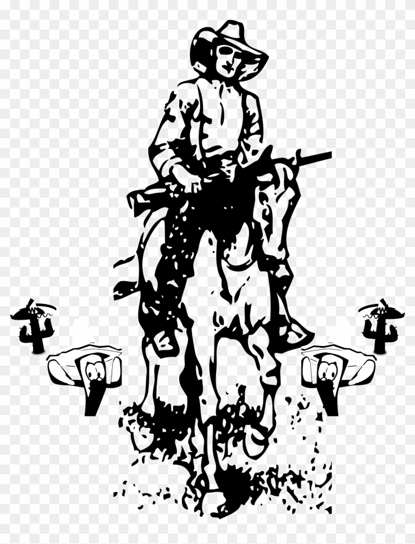 Kk4pix › Cinco De Mayo Shirt For Cowboys - Western Cowboys Black And White Line Drawings Clipart #347343