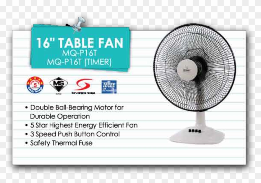 16" Table Fan Mq-p16t - Sirim Clipart #347453