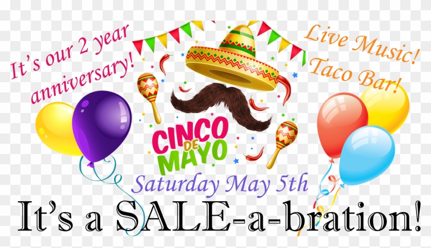 May 5th, 2018 Anniversary Sale Cinco De Mayo = Taco - Birthday Vector Clipart