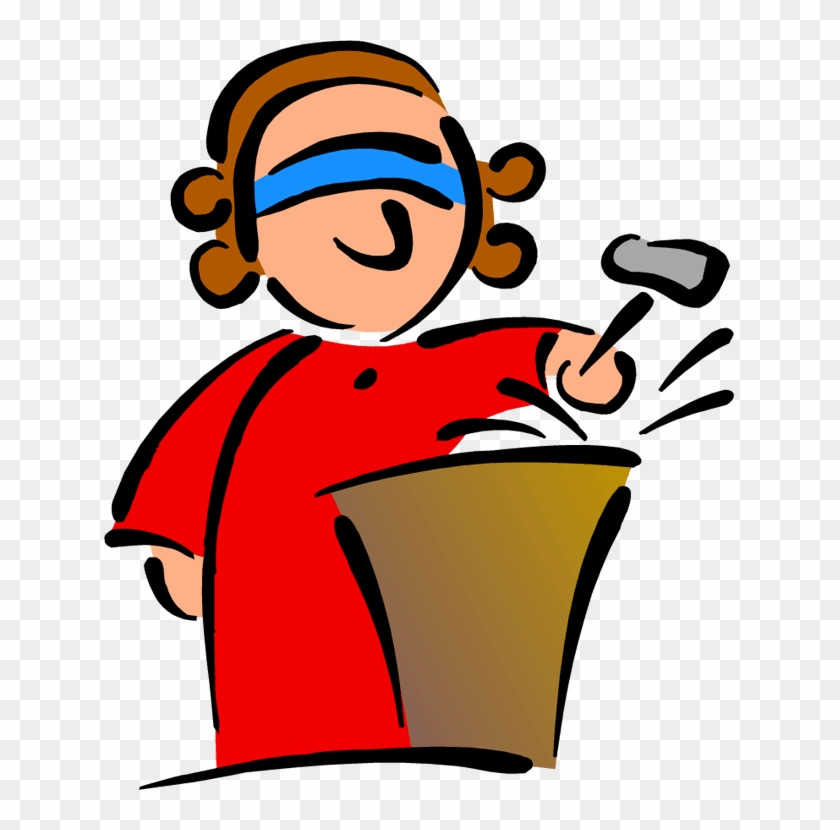 Judge Female With Blindfold Standing After Hammering - Transparent Cartoon Court Clipart