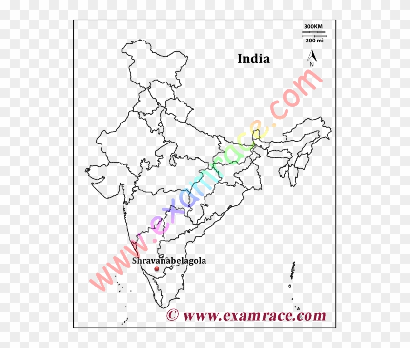 Map Of Bhagwan Sri Bahubali Swami At Shravanabelagola - Blank Political Map Of India Clipart