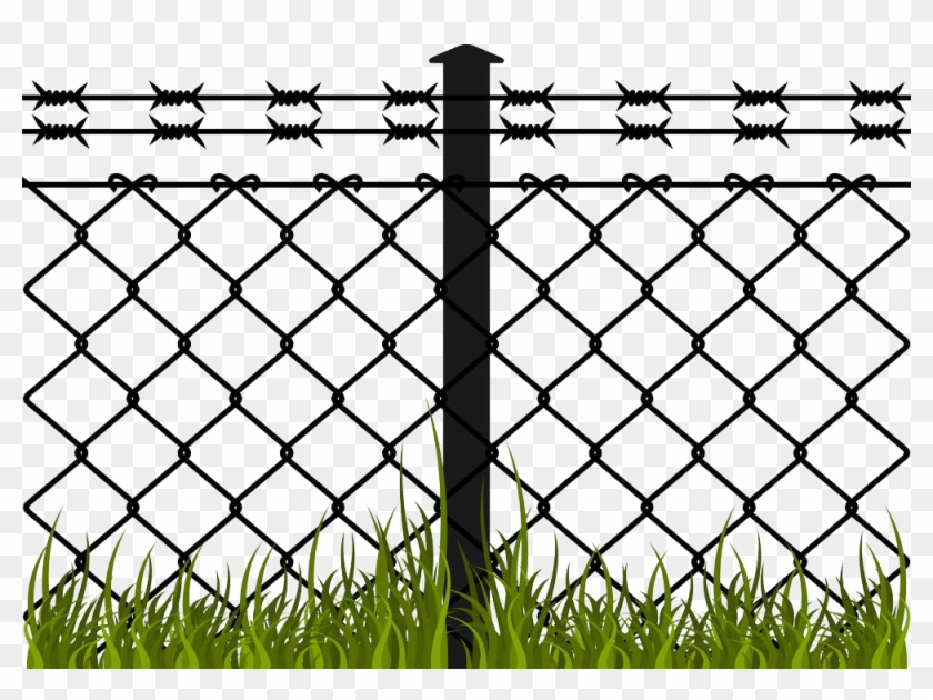 Jpg Transparent Library Barbed Fence Chain Link Hand - Barbed Wire Fence Clipart - Png Download