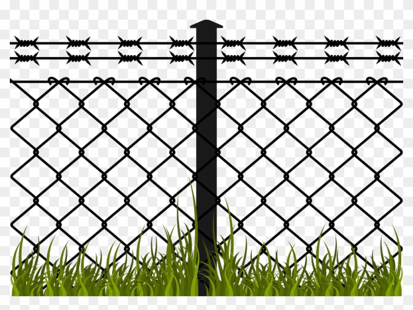 Jpg Transparent Library Barbed Fence Chain Link Hand - Barbed Wire Fence Clipart - Png Download #348472