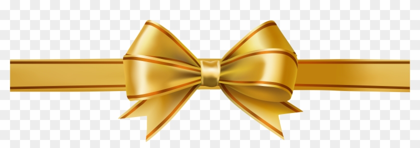 Gold Christmas Bow Clipart - Golden Bow Ribbon Png Transparent Png #349742