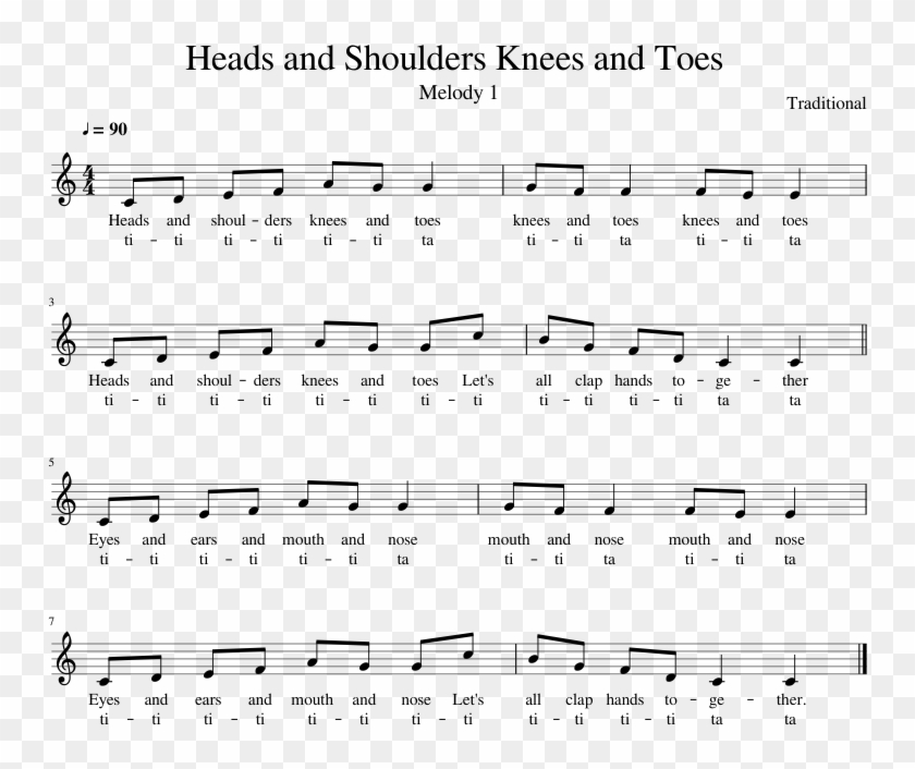Heads And Shoulders Knees And Toes Sheet Music Composed - Sheet Music Clipart #3402566