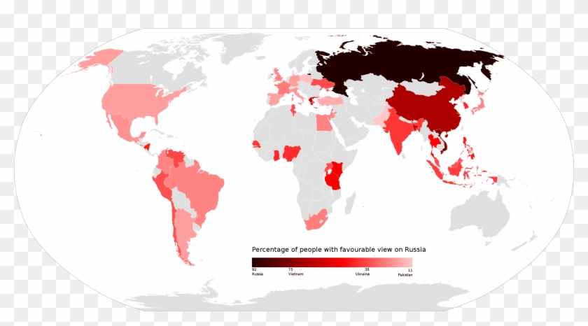 People With Unfavourable Opinion Of Russia Map - Developed And Developing Countries 2018 Clipart