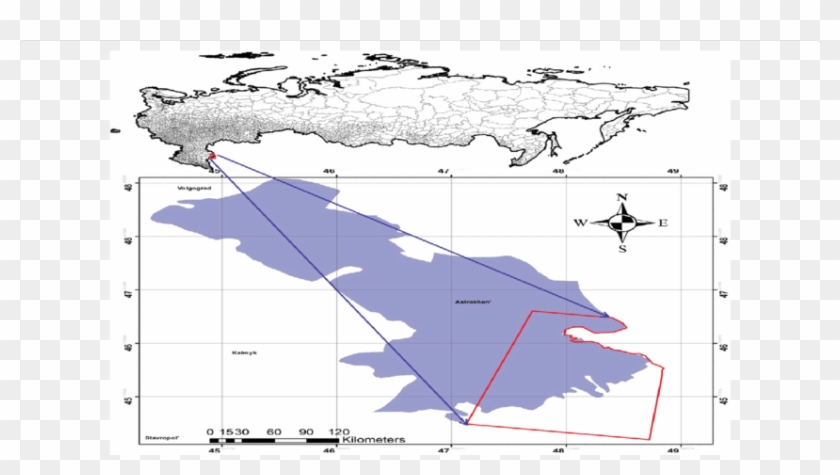 Location Map Of The Study Area In Astrakhan, Russia - Map Of Asia Clipart
