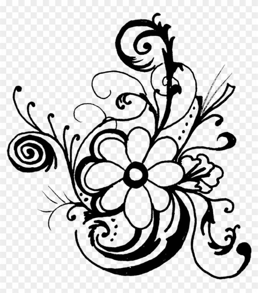 #filligree #swirls #decoration #illustration #flowers - Flowers Clip Art Black And White Border - Png Download