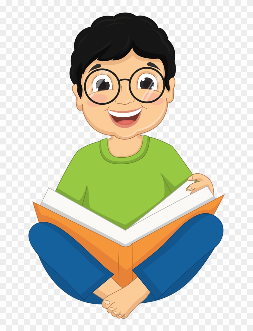 Escola & Formatura - Student Reading Book Cartoon Clipart
