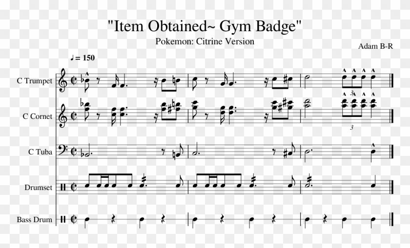 "item Obtained~ Gym Badge" Sheet Music Composed By - Sheet Music Clipart
