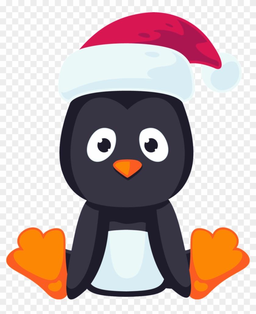 Little Penguin Sitting In A Christmas Hat With Transparent - Adã©lie Penguin Clipart #3406189
