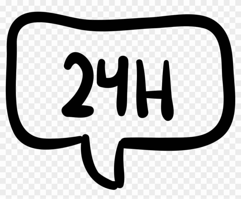 24 Hours In Speech Bubble Hand Drawn Commercial Signal - Icon Clipart #3408006