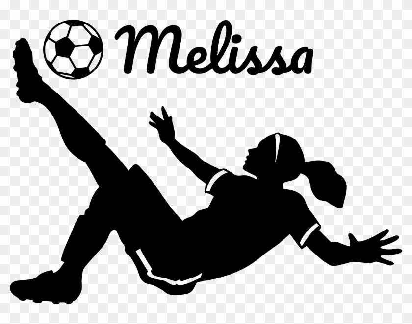 Vinilo Mujer Futbolista Personalizable - Girls Soccer Silhouette Clipart