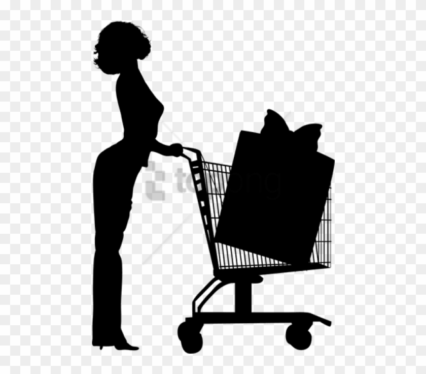 Free Png Silueta De Mujer Con Carro De Compras Png - Shopping Cart Clipart