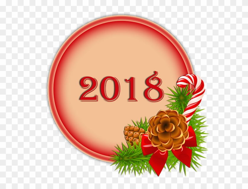 Happy 2018 Button Christmas - Christmas 2018 Transparent Background Clipart #3413827