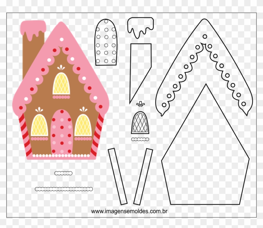 Molde De Natal Para Eva Feltro E Artesanato - Gingerbread House Birthday Party Invitations Clipart #3415888