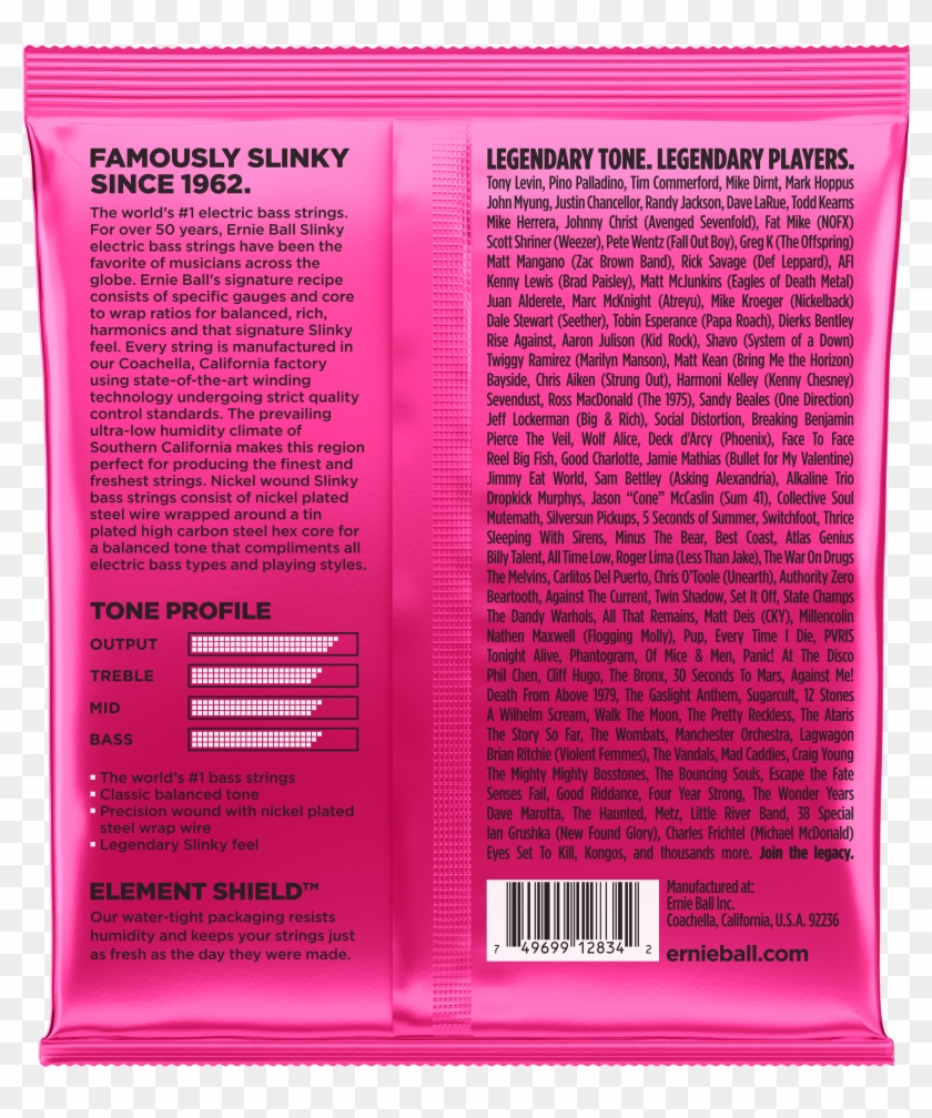 P02834 Back - Ernie Ball Slinky Electric Bass Strings Clipart #3416015