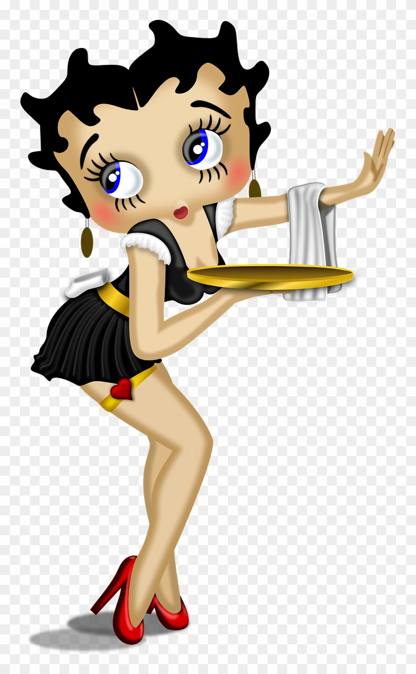 Waitress, Sexy, Cartoon, Costume, Tablet, High-heels - Betty Boop Clipart
