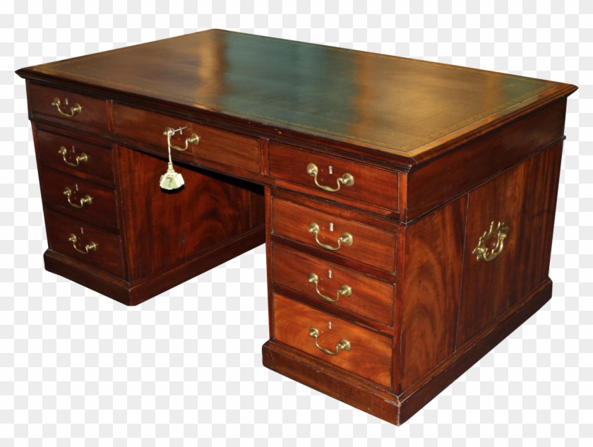 Georgian Mahogany Partners Desk With Leather Top - Table Clipart