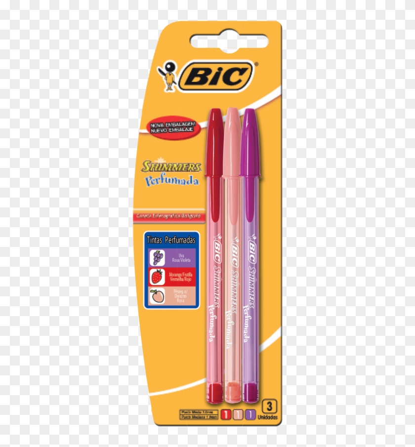 Caneta Esfero Shimmers C/03 Cores Perfumadas - Bic Clipart