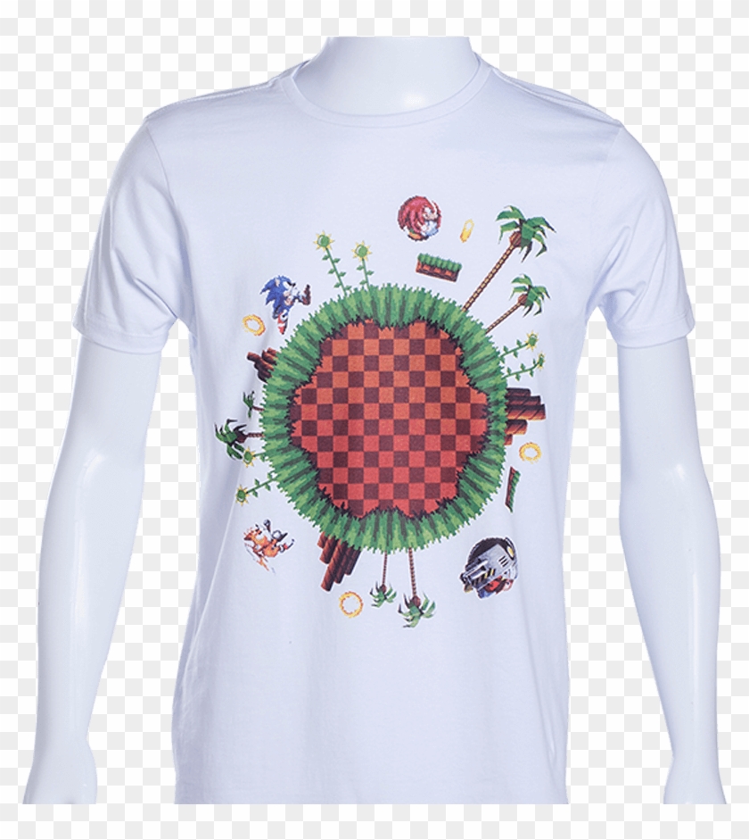 Camiseta Branca Sonic The Hedgehog™ Pixel World - Long-sleeved T-shirt Clipart