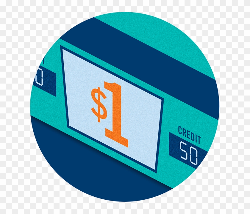 $1 Machine Displaying A Value Of 50 Credits Clipart