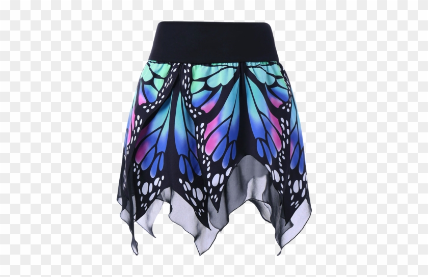 Mujer Falda De Pañuelo Con Estampado De Mariposa En - Butterfly Print Skirt Clipart #3418713