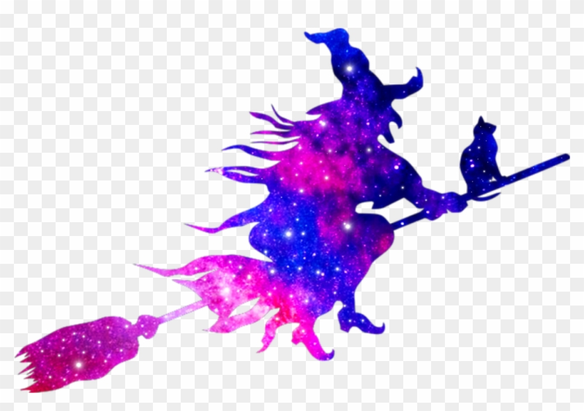 Bruja Sticker - Flying Witch Silhouette Clipart #3418833