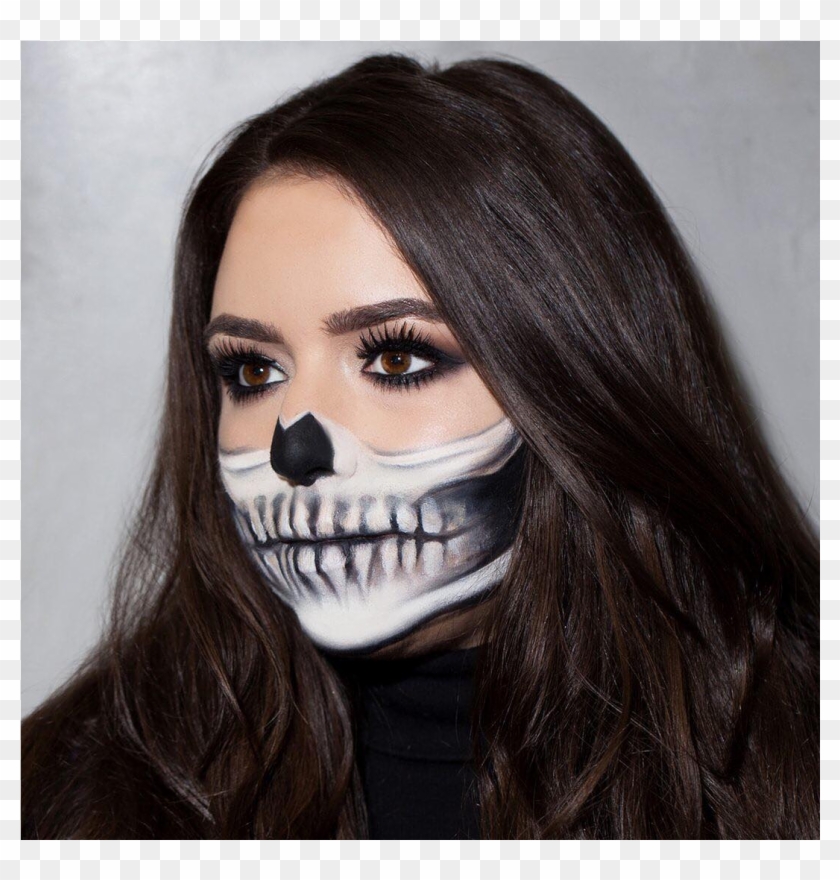 Maquillaje De Calavera Media Cara Clipart #3419591