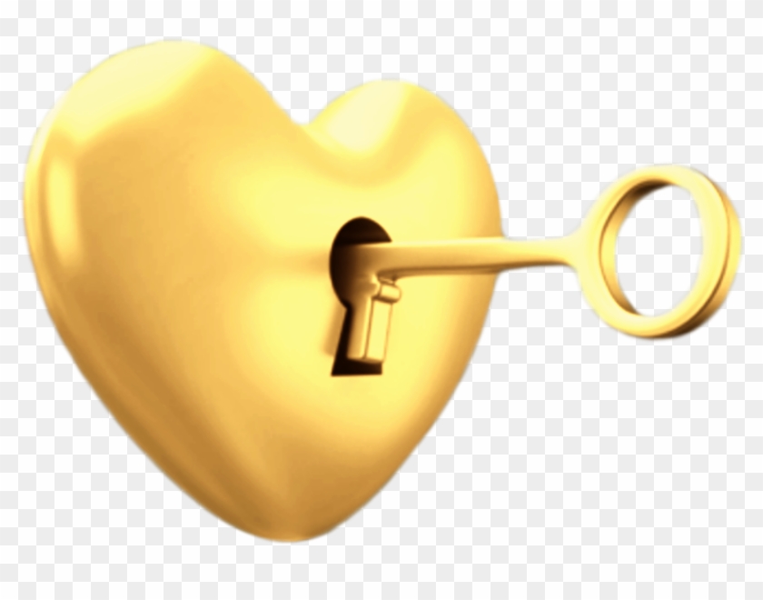 #heart #corazon #gold #dorado #golden #love #amor #key - Heart Clipart