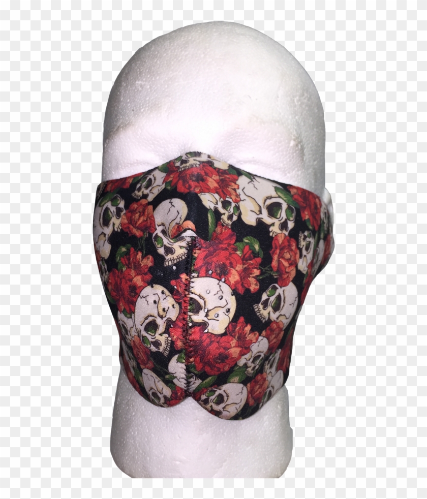 Skull And Roses Full Face Mask - Skull Clipart #3419648