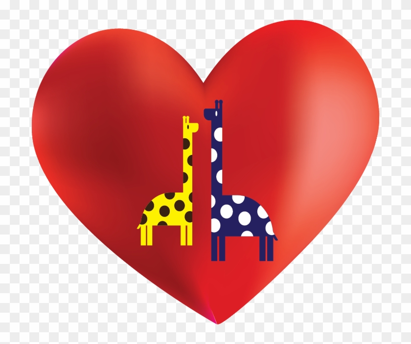 Giraffe And Heart Background - Heart Clipart