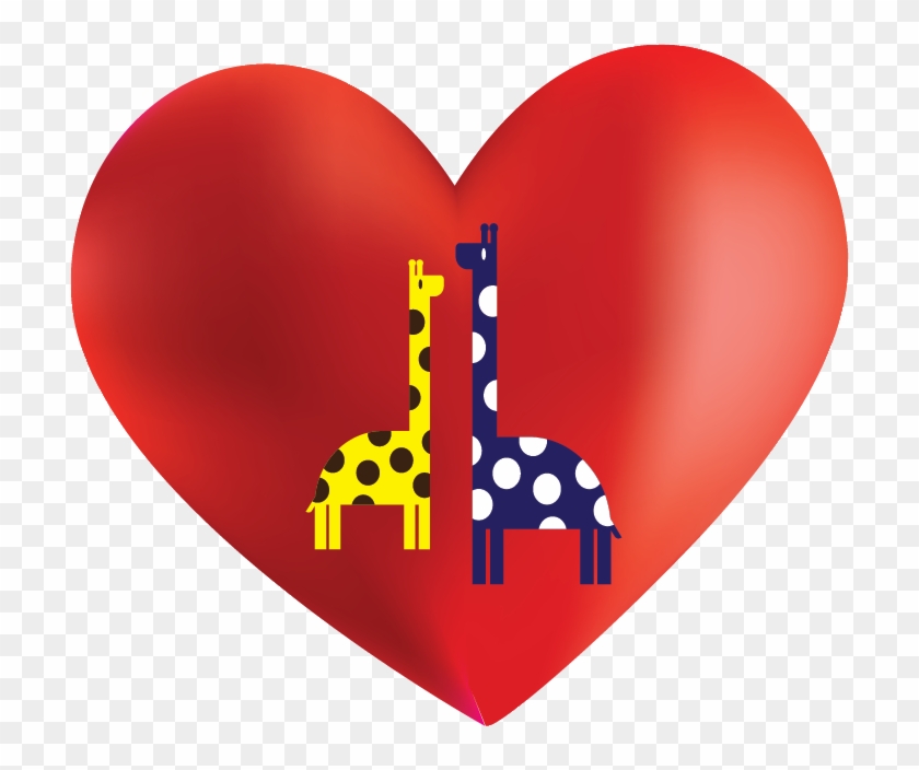 Giraffe And Heart Background - Heart Clipart #3419697