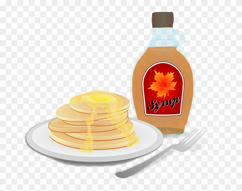 Tea Coffee Breakfast Pancake Croissant - Pancakes And Maple Syrup Clipart - Png Download