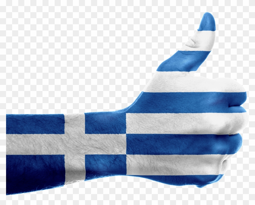 Greece Flag Hand National Fingers Patriotic - Greece Flag Png Clipart #3420593