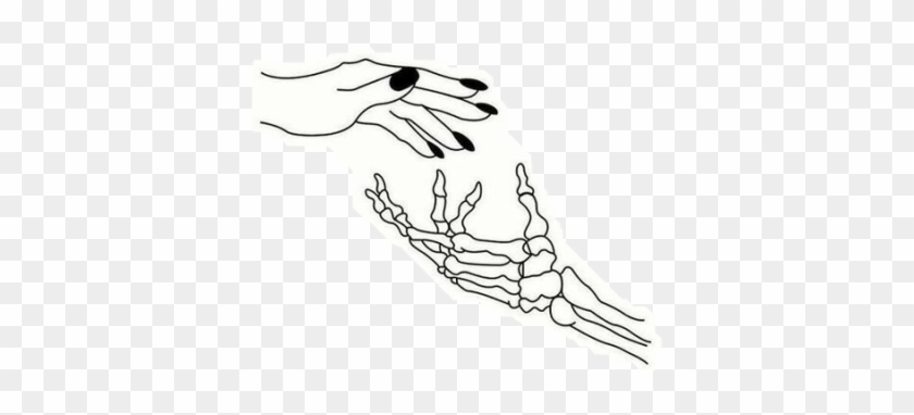 #aesthetic #grunge #tumblr #skeleton #outlines #freetoedit - Human Hand Holding Skeleton Hand Clipart