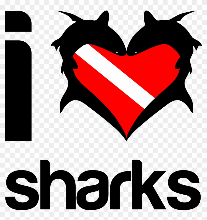 I Love Sharks T-shirt Design - Love Scuba Diving Clipart