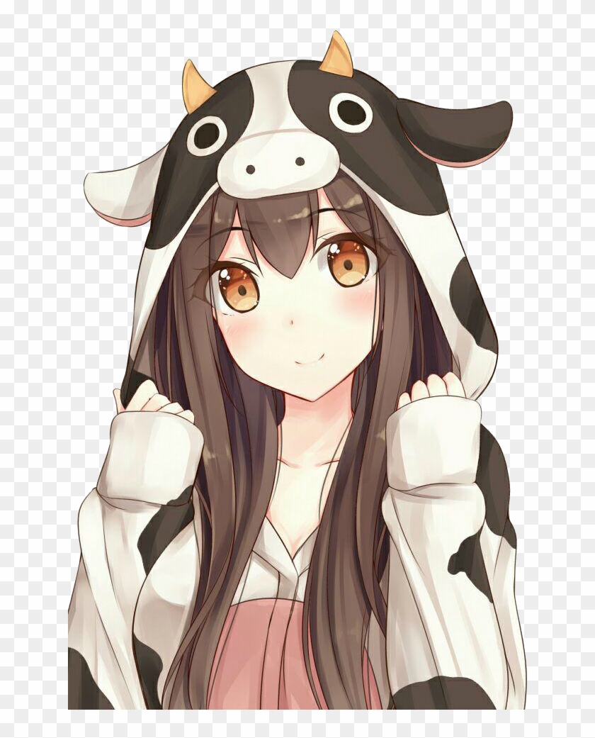 #рендеры #аниме #аниме Рендеры #anime #anime Render - Anime Girl Cow Onesie Clipart