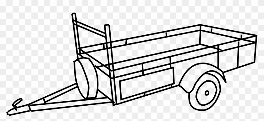 Semi-trailer Truck Flatbed Truck Computer Icons - Trailer Sketch Clipart #3424180