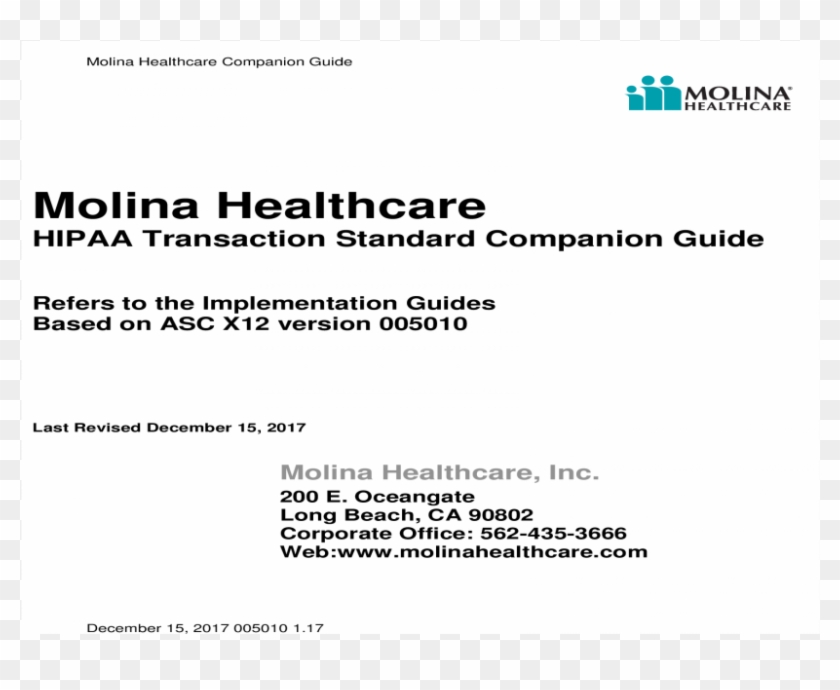 Molina Healthcare Companion Transaction Standard Companion - Molina Healthcare Inc Clipart #3424487