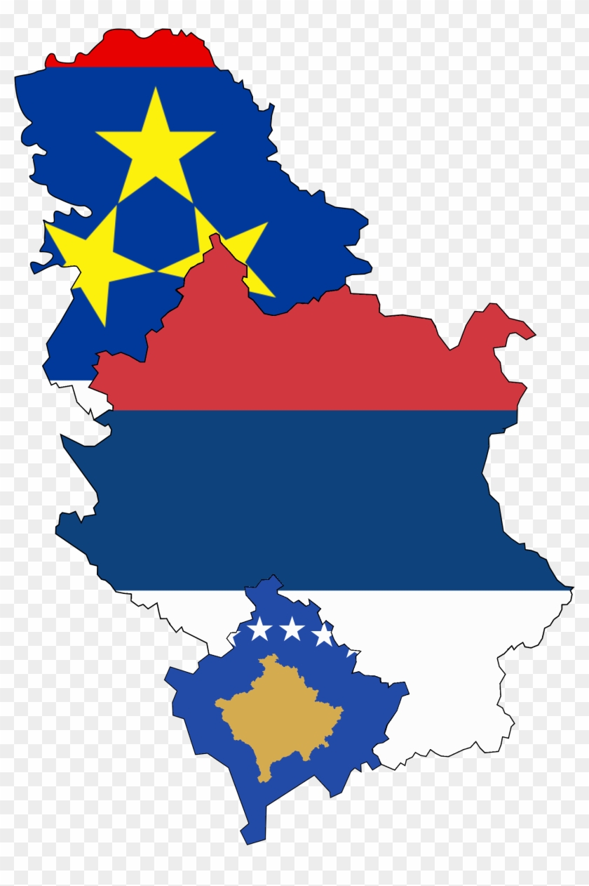 Flag Map Of Serbia, Kosovo, & Vojvodina - Serbia Without Kosovo And Vojvodina Clipart #3425929