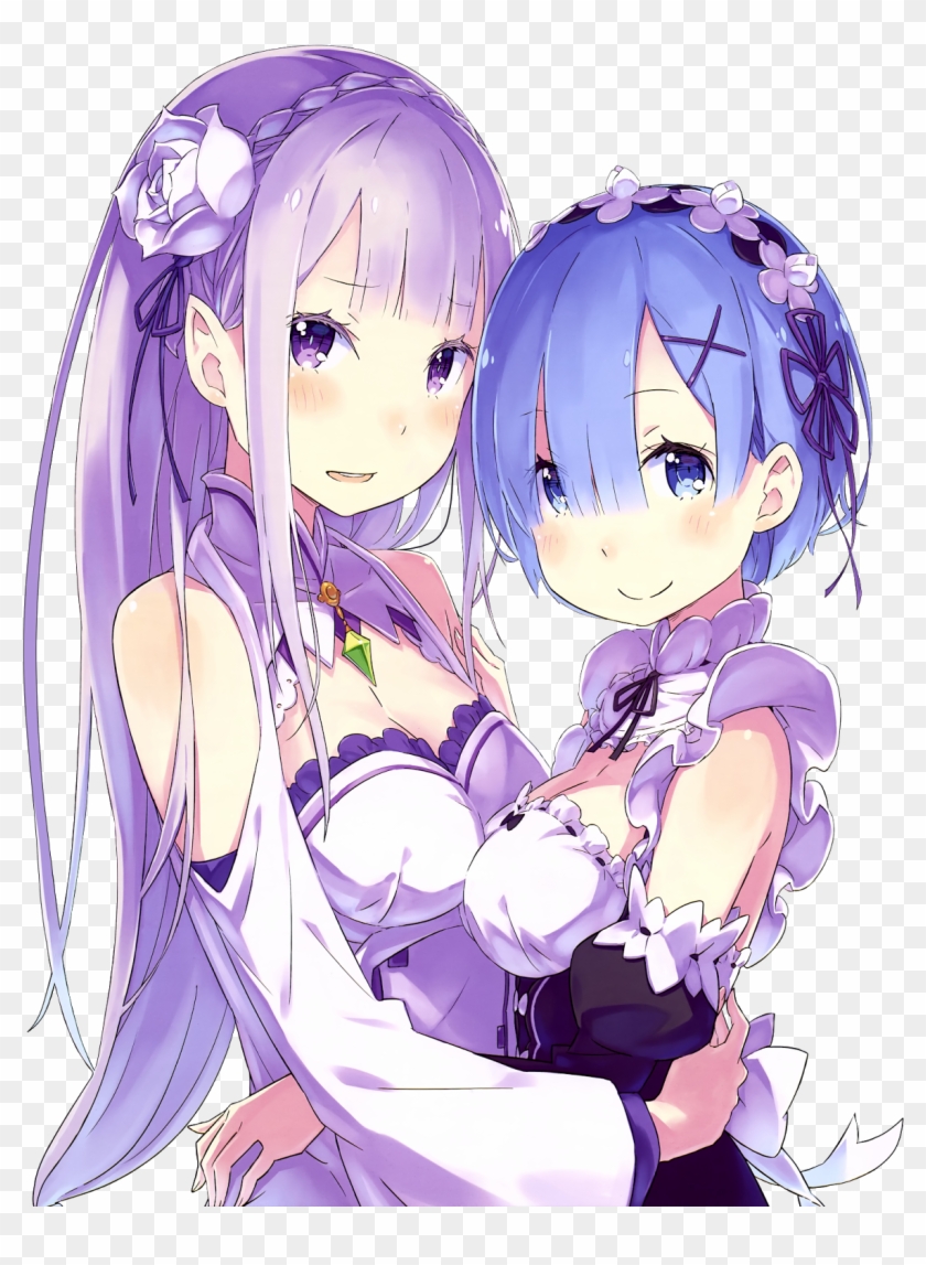 Re Zero Emiliarem Mega Cute Hug Hd Render - Re Zero Rem Emilia Clipart #3428110
