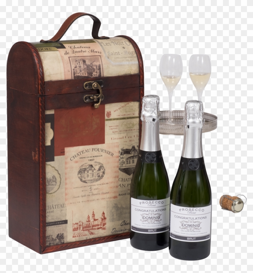 Half Bottles Of Personalised Prosecco In Vintage Label - Glass Bottle Clipart #3428598