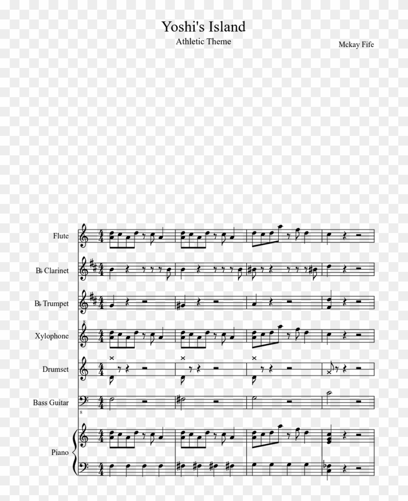 Athletic Theme Sheet Music For Flute, Clarinet, Piano, - Sheet Music Clipart@pikpng.com